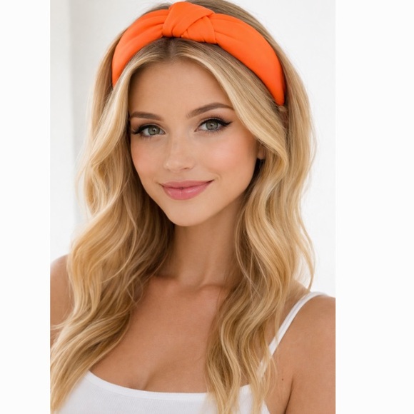 Lele Sadoughi Knotted Neoprene Puffy Headband in Neon Orange